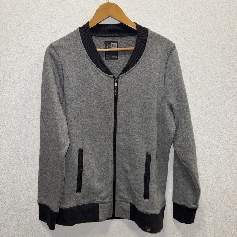 NEW ERA Women's‎ XL Gray FRENCH TERRY FLEECE LINED ZIP JACKET